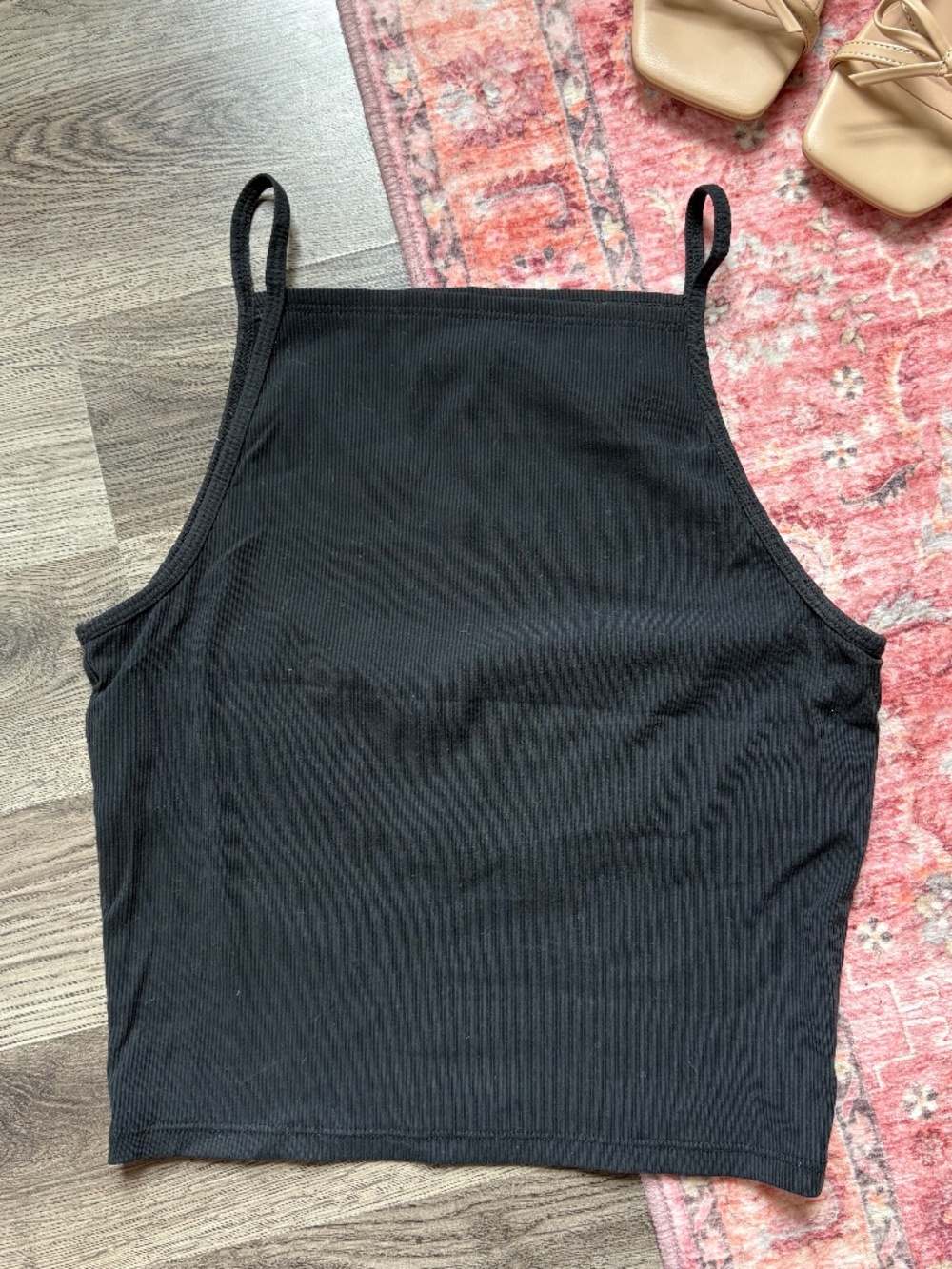 Outdoor Voices Ribbed High Neck Tank Top in Black Size XS